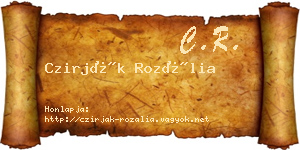 Czirják Rozália névjegykártya